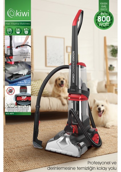 Dikey Süpürge ve Halı Temizleme Başlığı, Leke Çıkarma, Kırmızı