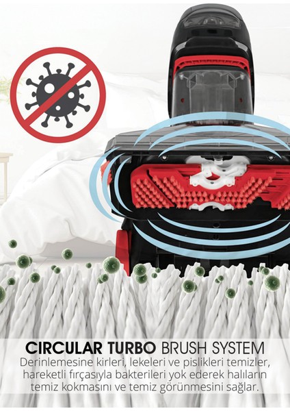 Dikey Süpürge ve Halı Temizleme Başlığı, Leke Çıkarma, Kırmızı modelleri