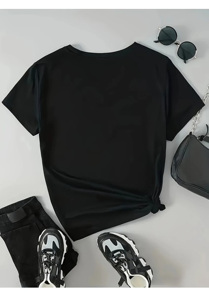 Kadın %100 Pamuk Siyah T-Shirt, Scuba Dalgıç Uzun Tayt ( Tayt Tişört Takım )