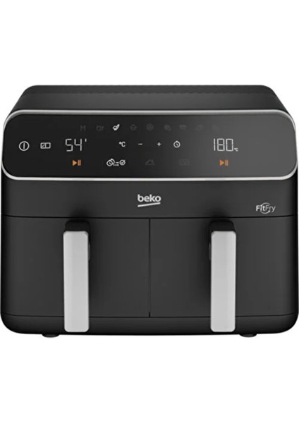 Çift Hazneli Az Yağlı Hava Kızartma Makinesi, Siyah