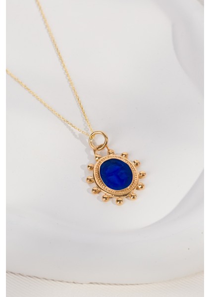 14 K Gold Kaplama 925 Ayar Gümüş Intaglio Scarab Kolye
