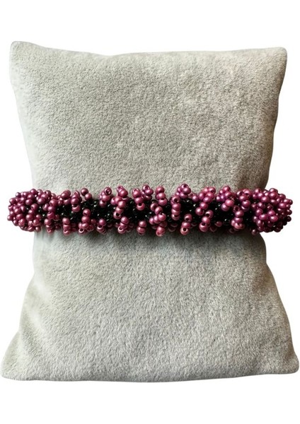 9669 El Yapımı Mor Renk Kum Boncuk Bileklik