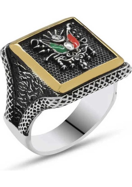 Gümüş Osmanlı Devlet Armalı Erkek Yüzük