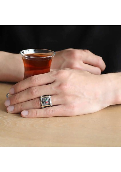Gümüş Osmanlı Devlet Armalı Erkek Yüzük fiyatları