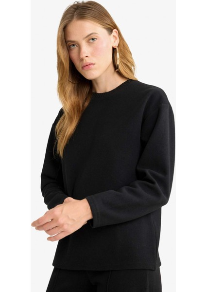 Relax Fit Bisiklet Yaka Sweatshirt E8433AX25AU fırsatları