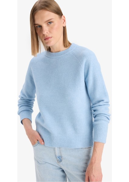 Regular Fit Bisiklet Yaka Basic Düz Soft Touch Yumuşak Triko Kazak D8678AX25WN