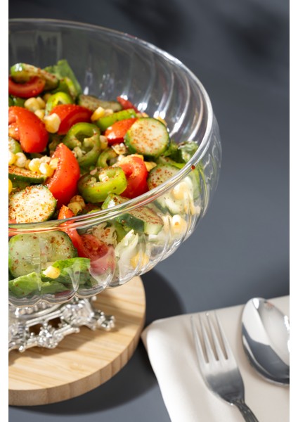 El Yapımı Ayaklı Gümüş Cam Salata Kasesi, Büyük Boy, Şık ve Dekoratif Tasarım fiyatları