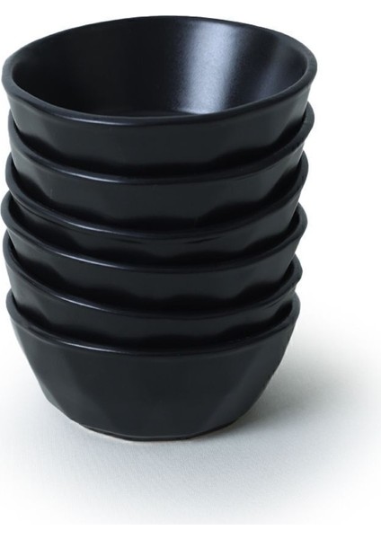 Şık Siyah Kristal Çerezlik ve Sosluk Seti, 12 Cm, 6'lı Paket