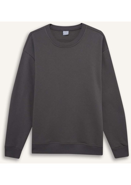 Relax Fit Bisiklet Yaka Kalın İçi Yumuşak Tüylü Basic Düz Sweatshirt T5139AZ25AU