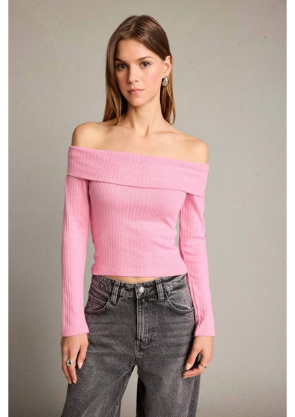 Kayık Yaka Uzun Kollu Tişört fırsatları