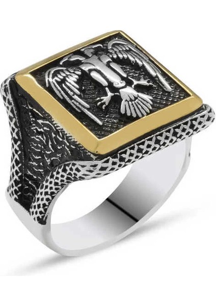 Gümüş Çift Başlı Kartal Erkek Yüzük