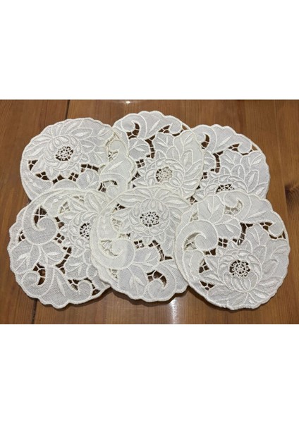 6'lı Nakışlı Keten Sunum Peçetesi, Leke Tutmaz, Şık ve Dayanıklı Tasarım