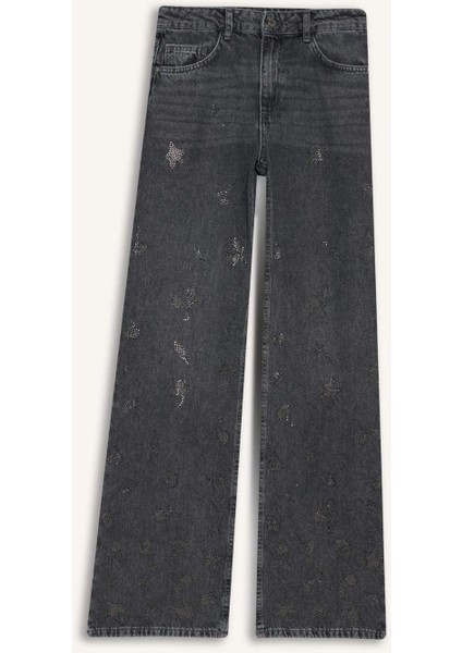 Straight Wide Yüksek Bel Uzun Jean Yıkamalı Pantolon G0925AX25WN