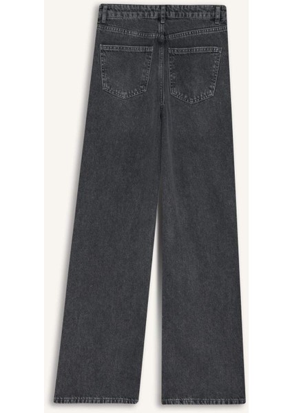 Straight Wide Yüksek Bel Uzun Jean Yıkamalı Pantolon G0925AX25WN