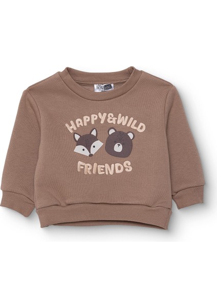 Erkek Bebek Woodland Boy 2 Sweatshirt Şardonlu Üç Iplik Bisiklet Yaka Uzun Kol