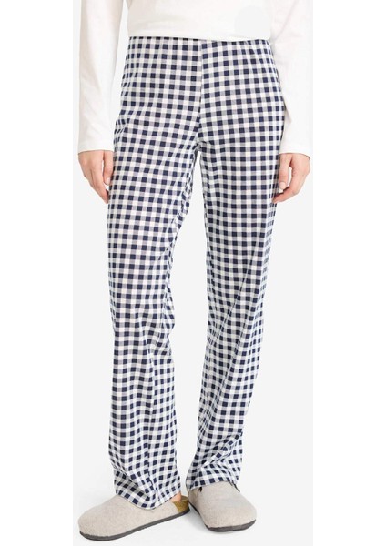 Pijama Takımı Regular Fit Ayıcık Baskılı Uzun Kollu Üst Kareli Uzun Alt-Fall in Love G2169AX25AU