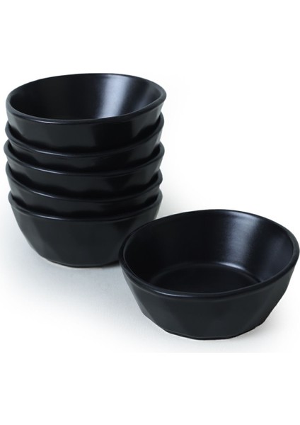 Mat Siyah Kristal Çerezlik ve Sosluk Seti 12 Cm, 6'lı Paket