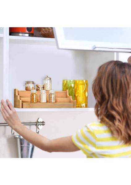 Bambu 3 Katlı Çok Amaçlı Ayarlanabilir Baharatlık Standı 35X22 cm