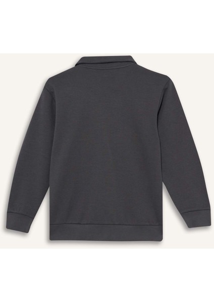 Erkek Çocuk 2'li Takım Baskılı Yarım Fermuarlı Sweatshirt Eşofman Altı G3825A825AU