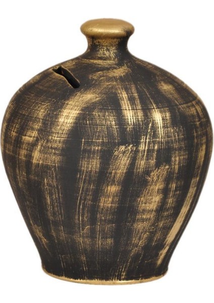 Mavi Çatlak Desenli Büyük Toprak Kumbara, Şık ve Doğal Tasarım