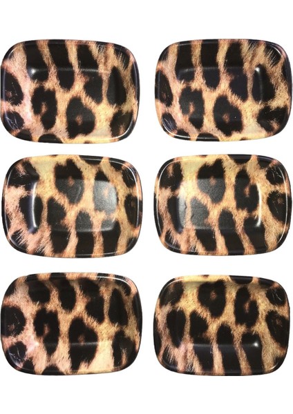 Leopar Desenli Dikdörtgen Kayık, 13 Cm, 6'lı Set, Şık ve Kullanışlı Tasarım