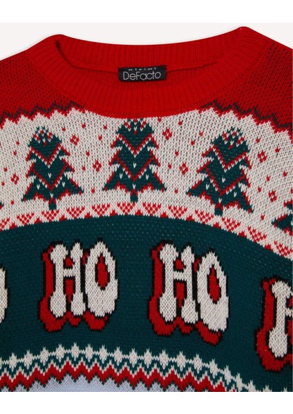 Yılbaşı Temalı Regular Fit Bisiklet Yaka Kazak F4383AX25CW fiyatları