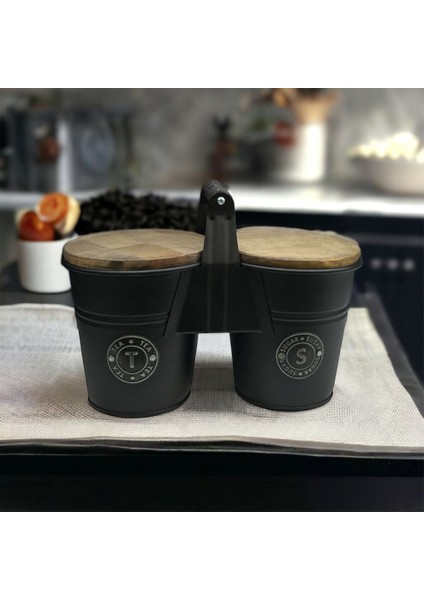 Ahşap ve Metal Kapaklı Şeker ve Bakliyat Kovası Seti, 30X16 Cm, Şık ve Kullanışlı fiyatları