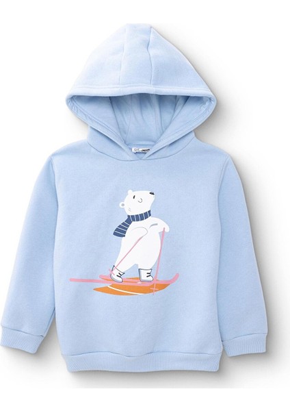 Erkek Bebek Mountain Explorer Kapüşonlu Sweatshirt Şardonlu Üç Iplik Uzun Kol