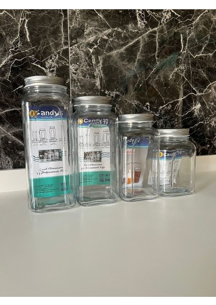 4'lü Metal Kapaklı Cam Kavanoz Seti, Erzak ve Baharatlık, Şık ve Dayanıklı Tasarım fırsatları