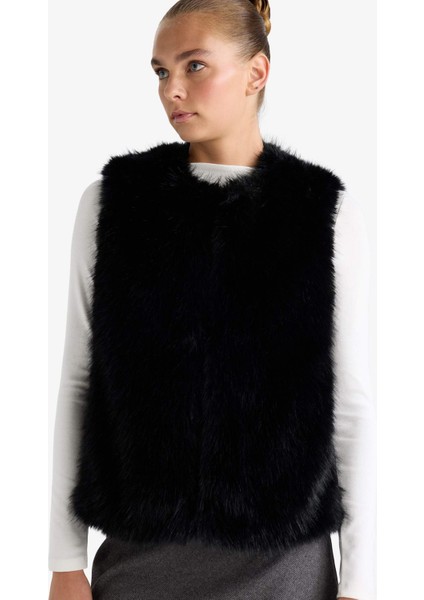 Regular Fit Suni Kürk Yelek F2181AX25WN