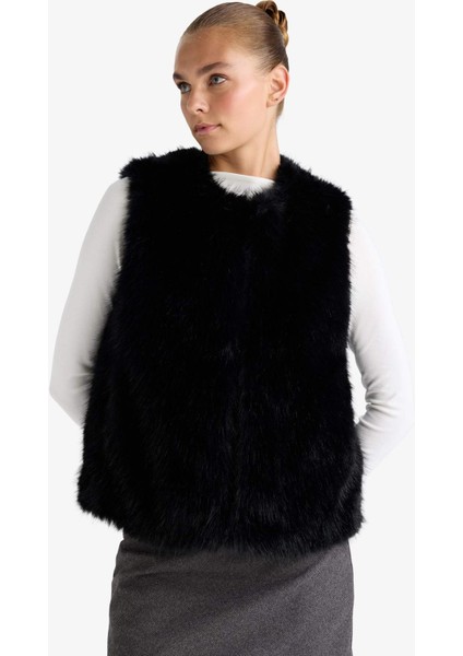 Regular Fit Suni Kürk Yelek F2181AX25WN fırsatları