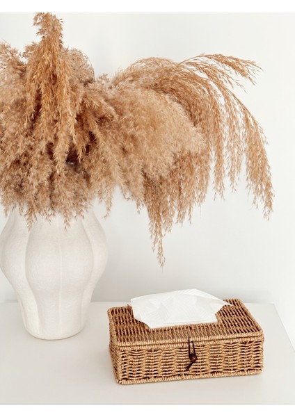 Kahverengi Rattan Peçetelik ve Saklama Kutusu, Şık ve Doğal Tasarım