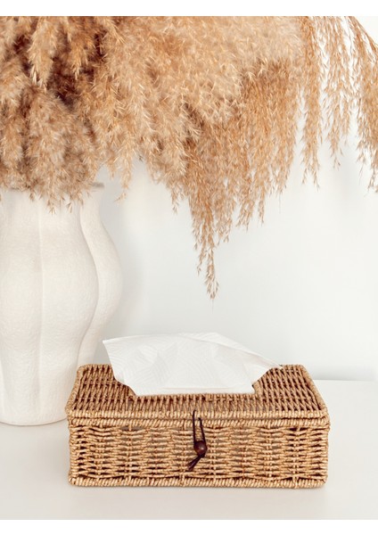 Kahverengi Rattan Peçetelik ve Saklama Kutusu, Şık ve Doğal Tasarım fırsatları