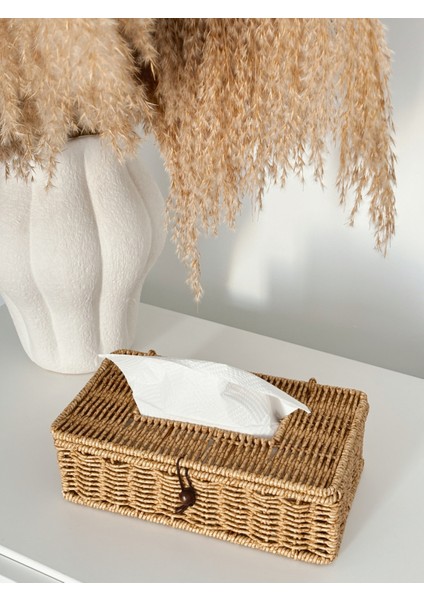 Kahverengi Rattan Peçetelik ve Saklama Kutusu, Şık ve Doğal Tasarım indirimleri