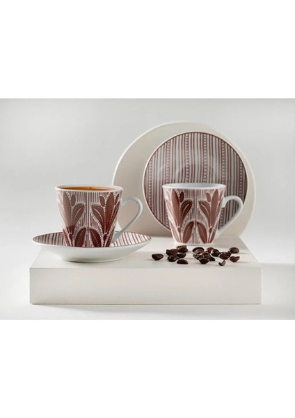 Bordo 4'lü Kahve Fincan Takımı, 80 Ml, Şık ve Klasik Tasarım