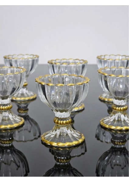 6'lı Cam Yaldızlı Mini Lokumluk ve Şekerlik Seti, Şık Sunumlar Için Ideal