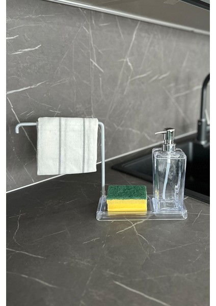 Şeffaf Paslanmaz Aluminyum Bez Askılı Mutfak Sıvı Sabunluk 1l fiyatları