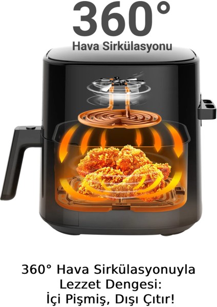 5 Litre Yağsız Fritöz Siyah - Sağlıklı ve Pratik Kullanım fiyatları