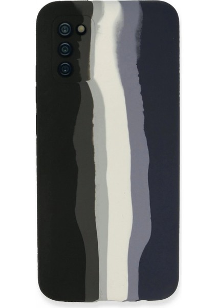 Samsung Galaxy A03S Kılıf Ebruli Lansman Silikon - Siyah-Lacivert