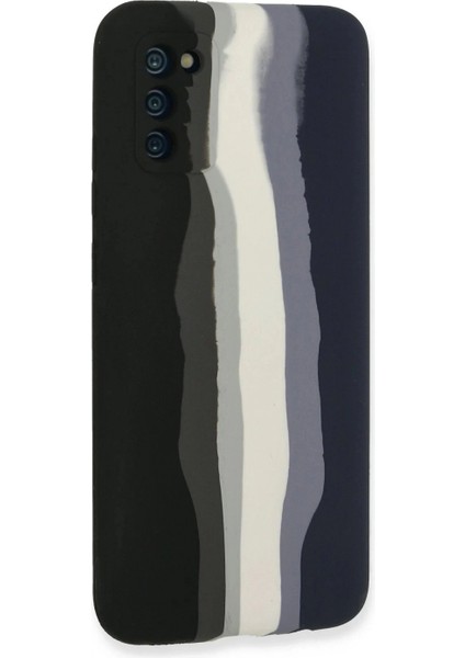 Samsung Galaxy A03S Kılıf Ebruli Lansman Silikon - Siyah-Lacivert modelleri