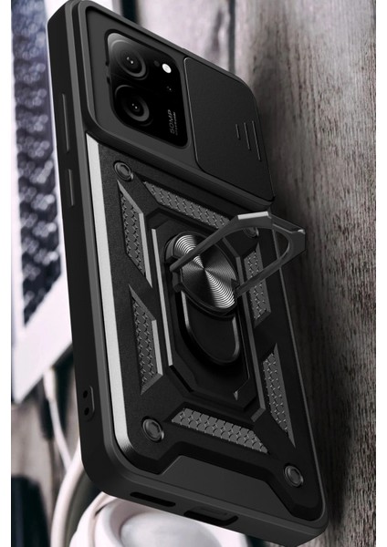 Xiaomi Mi 13T Pro Kılıf Pars Lens Yüzüklü Silikon - Siyah indirimleri