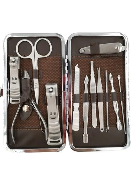 Çantalı Manikür Pensi Profesyonel ve Manikür Pedikür Seti 13 Parça Tırnak Eti Itici ve Cımbı