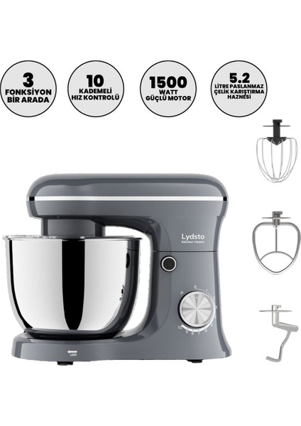 1500W 5.2l Stand Mikser, 10 Kademe Hız, Güçlü ve Çok Fonksiyonlu Ev Aleti