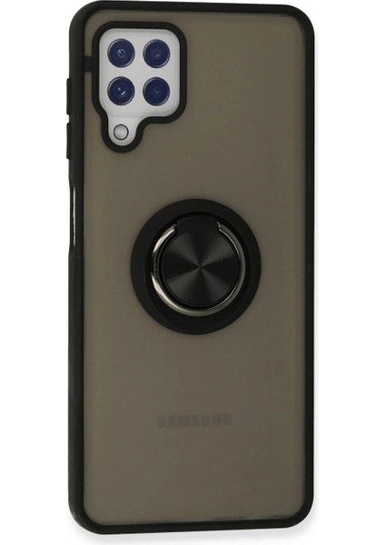 Samsung Galaxy A22 Kılıf Montreal Yüzüklü Silikon Kapak - Siyah modelleri