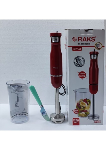 Kırmızı 1700W Turbo El Blenderi, Ölçü Kabı ve Kahvaltı Bıçağı Hediye fırsatları
