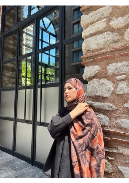 Esinti Vual Soft Pamuk Şal Kahverengi Turuncu Renk modelleri