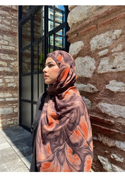 Esinti Vual Soft Pamuk Şal Kahverengi Turuncu Renk fırsatları
