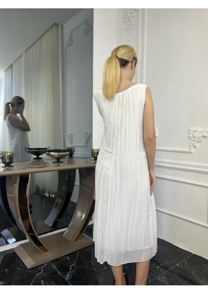 Kadın Beyaz Dantelli Uzun Elbise modelleri