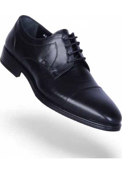 526 Siyah Antik Kauçuk %deri Erkek Klasik Ayakkabı