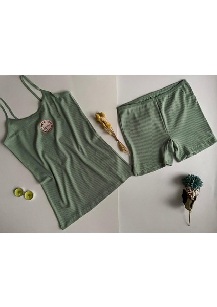 Kadın Atlet - Şort Boxer 2'li Set Yeşil Takım